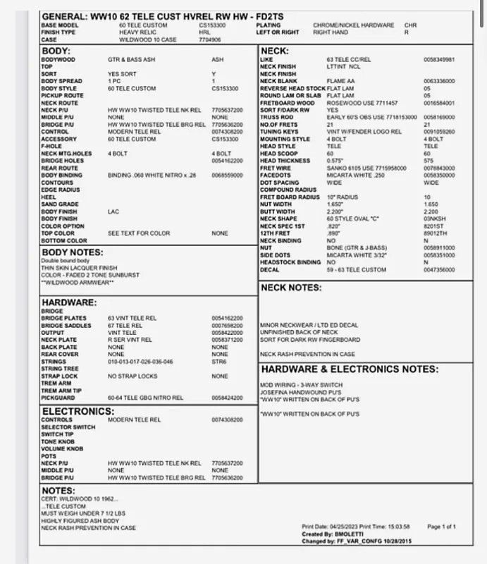 Fender Custom Shop WW10 '62 Tele Custom Heavy Relic